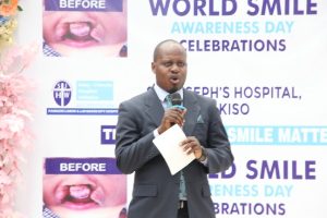 Owek. Israel Kitooke Kazibwe during the World Smile Day celebrations at St. Joseph’s Hospital Wakiso